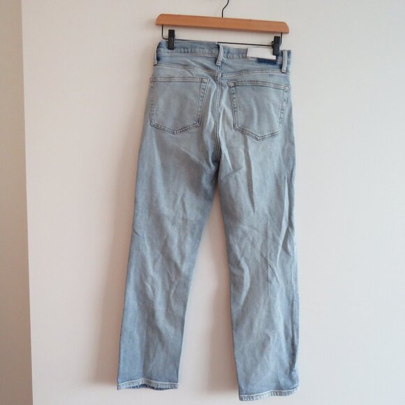 RE/DONE High Rise Stove Pipe Straight Leg Jeans Lived in Light Wash - Size 27 - Picture 9 of 14